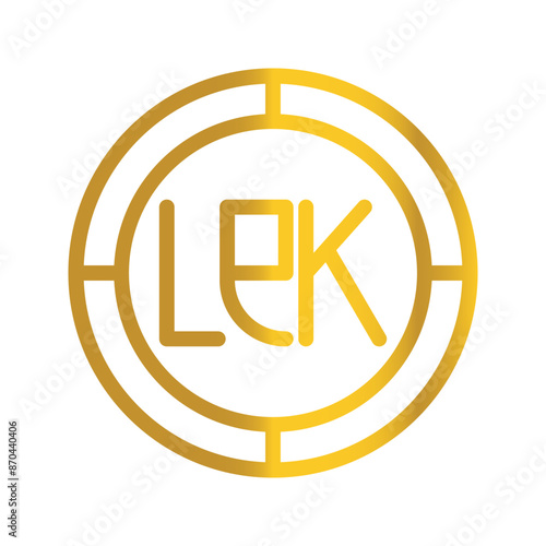 Albanian currency lek golden coin, can be used as a symbol design for Money, Finance and business. with a gradient fill design.