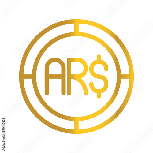 Argentinian currency peso golden coin, can be used as a symbol design for Money, Finance and business. with a gradient fill design.