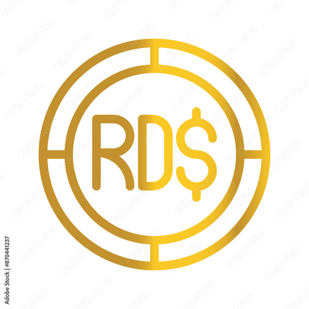 Dominican currency peso golden coin, can be used as a design symbol for money, finance and business. with a gradient fill design. Dominican currency peso golden coin, can be used as a design symbol for money, finance and business. with a gradient fill design.