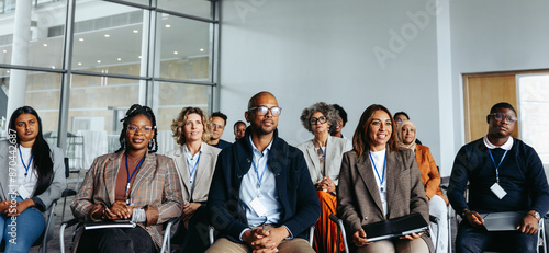 Konstfotografi Diverse group of professionals attending a work conference in a modern office se