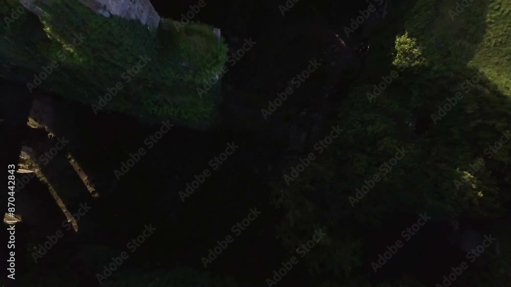 Aerial ascending shot reveals Menlo Castle from within to its layout. Galway, Ireland Aerial ascending shot reveals Menlo Castle from within to its layout. Galway, Ireland