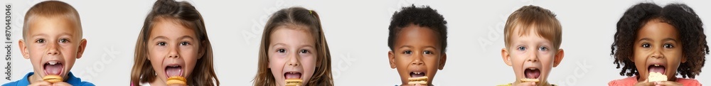 Naklejka premium Transparent background with kid eating food png element