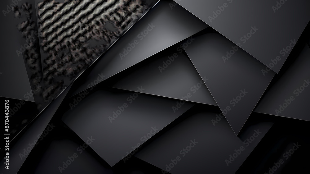 Abstract layered black geometric shapes creating a modern, sleek, and minimalistic background. Abstract layered black geometric shapes creating a modern, sleek, and minimalistic background.