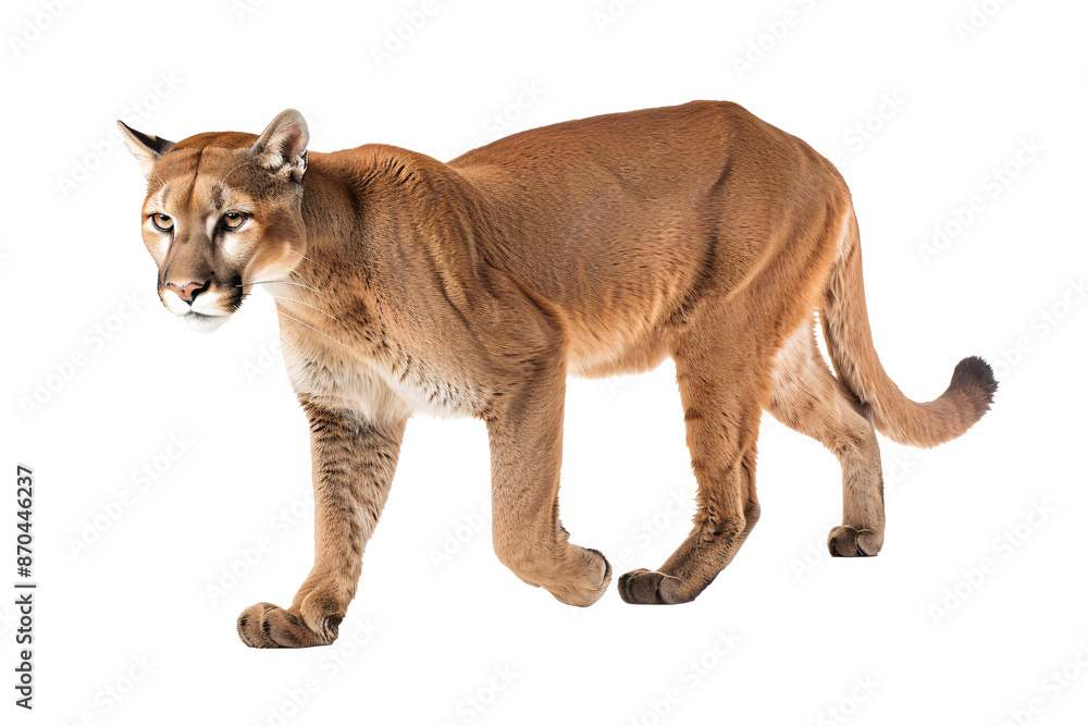 Fototapeta premium a cougar walking on a white background