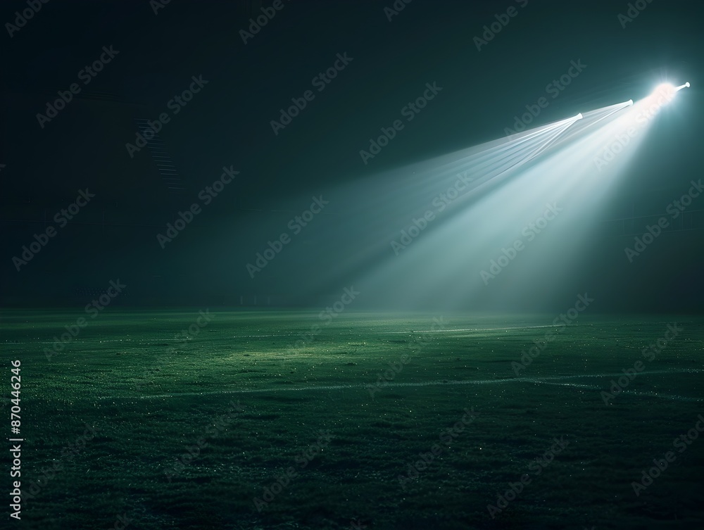 Dramatic Spotlight Illuminating an Empty Sports Stadium at Night Dramatic Spotlight Illuminating an Empty Sports Stadium at Night