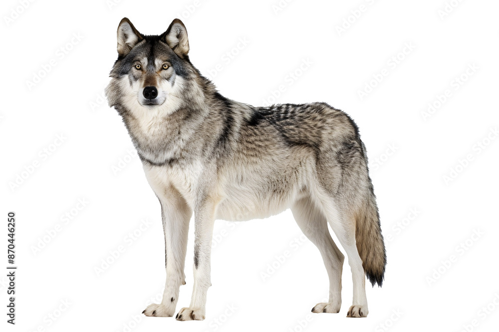 a wolf standing on a white background a wolf standing on a white background
