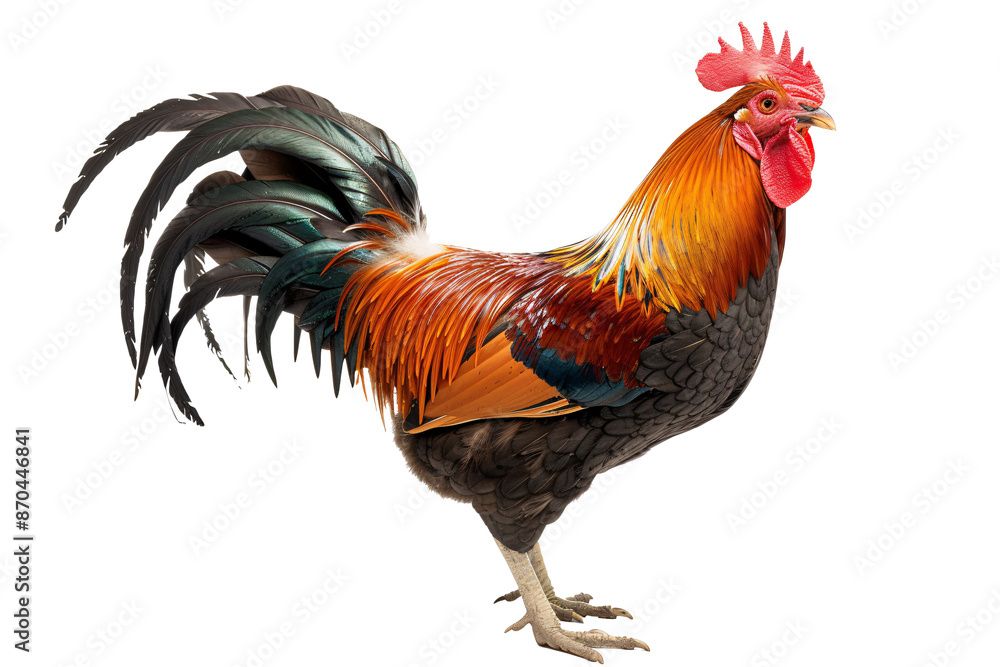 a rooster standing on a white background a rooster standing on a white background