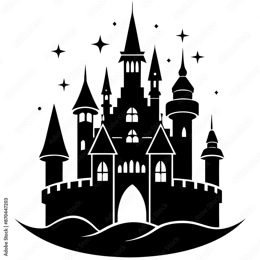 Fototapeta premium Fairytale Castle silhouette vector illustration