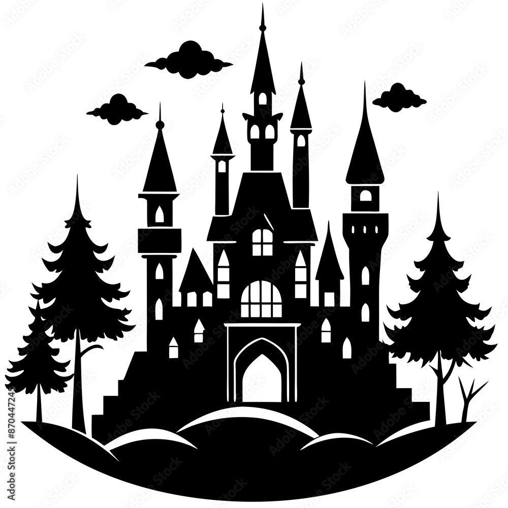 Fototapeta premium Fairytale Castle silhouette vector illustration