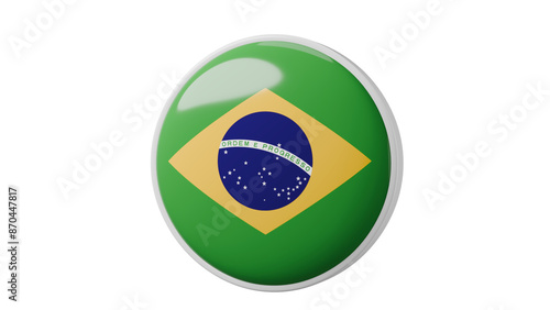 Free Download Brazil, brazilian Circle flag icon . Transparent backgound. 3d rendered with alpha channel. Round shape. 	 - GFXLoad