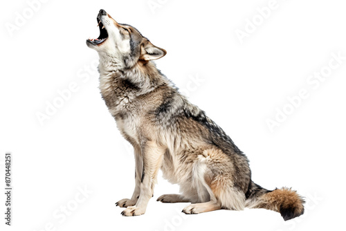 a wolf howling with its mouth open photo