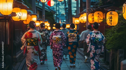 Japanese Women Under The Light Of Lanterns