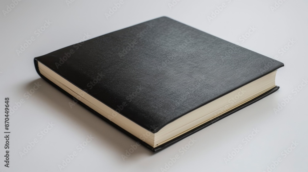 A Blank Close-Up Black Notebook Isolated On A White Background A Blank Close-Up Black Notebook Isolated On A White Background