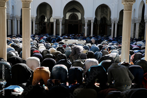 Friday prayer at the Paris Great Mosque.  Paris. France. photo