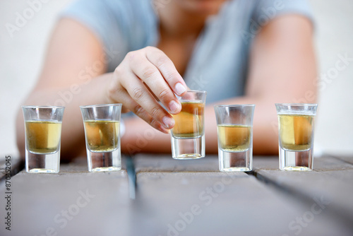 Canvas Print Young and alcohol.  Alcohol addiction and binge drinking concept.