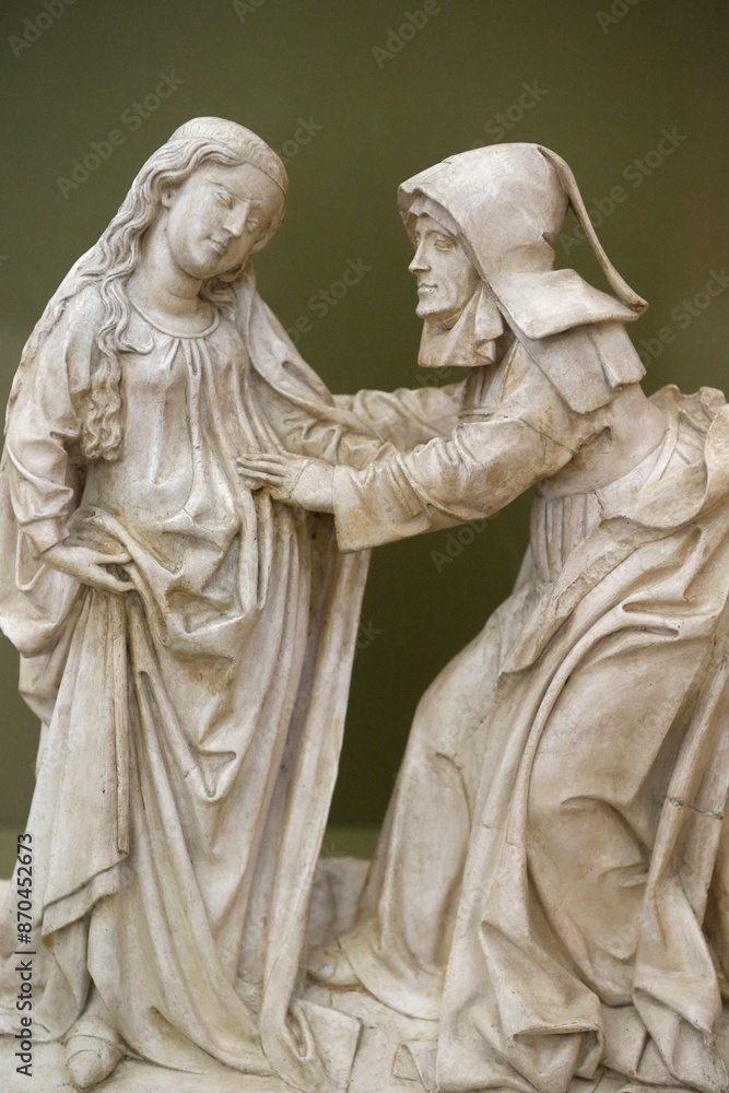 Obraz premium The royal monastery of Brou. The Seven Joys of Mary. The visitation (cast). France.