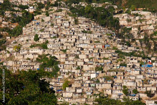 Slum in Port au Prince. Precarious housing. Haiti. photo