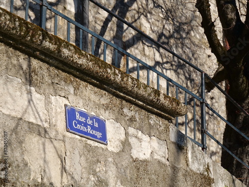 Rue de la Croix-Rouge street plate in Geneva old city