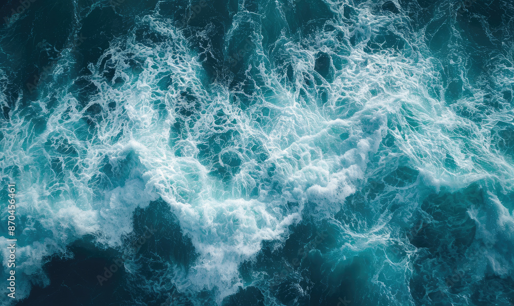 Aerial view to ocean waves. Blue water background Aerial view to ocean waves. Blue water background