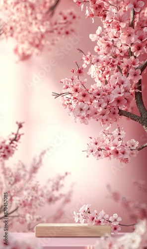 Cherry Blossom Display with Wooden Stand