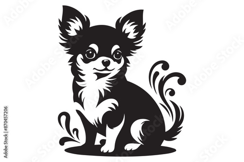 A cute Chihuahua, silhouette vector design
