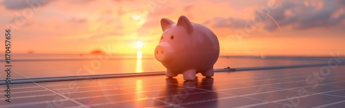 Glowing Sunset Behind Eco-Friendly Savings Concept