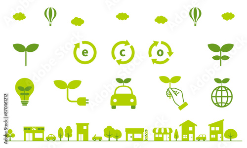 エコ,エコロジー,エコタウンに関するアイコンセット_eco,ecology