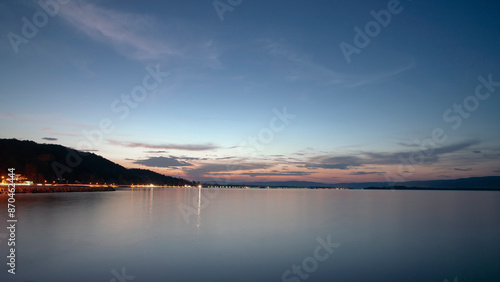 The Danube River bathed in the glow of the setting sun