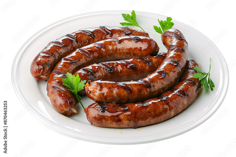 a plate of sausages with parsley on it a plate of sausages with parsley on it