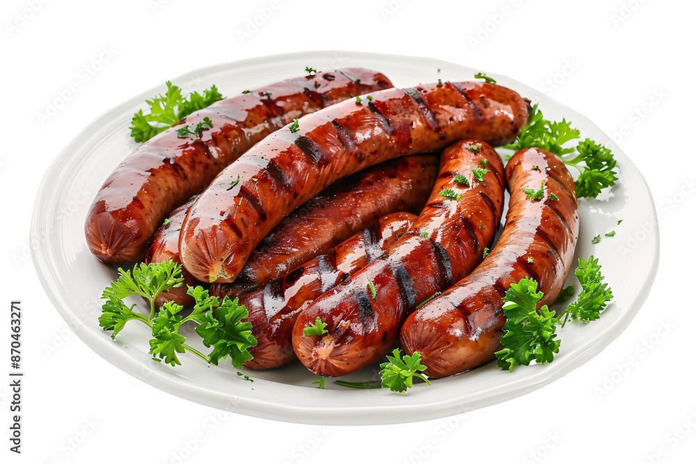 a plate of sausages with parsley a plate of sausages with parsley