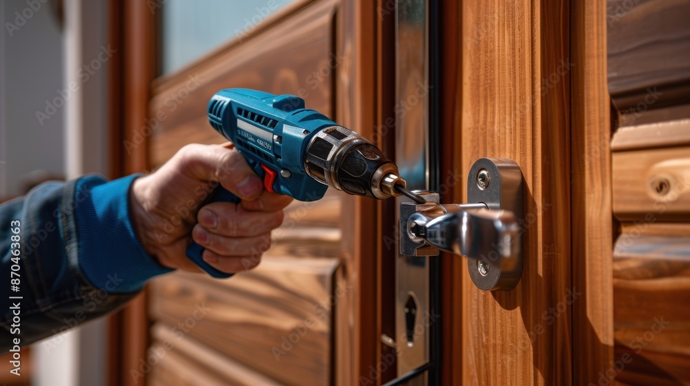 The handyman with power drill The handyman with power drill