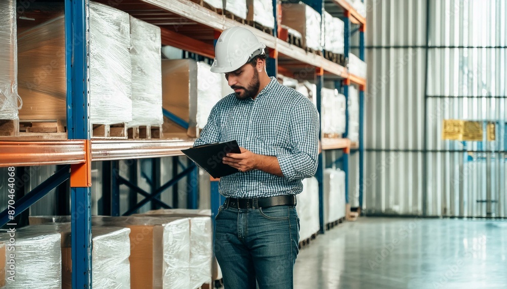 Warehouse manager talking with logistics employee in warehouse, planning transport of products, talking shipping process. Warehouse manager talking with logistics employee in warehouse, planning transport of products, talking shipping process.