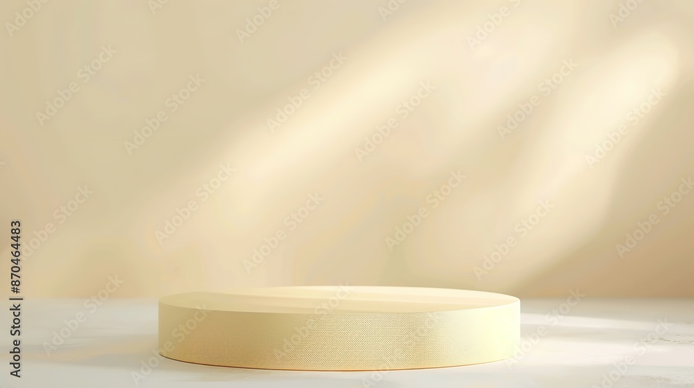 Photorealistic Advertising Photo of Light Yellow Round Podium with Soft Blurred Background Photorealistic Advertising Photo of Light Yellow Round Podium with Soft Blurred Background