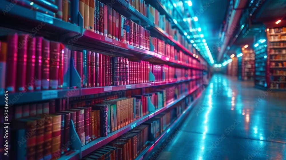 Futuristic Library Bookshelf Generative AI Futuristic Library Bookshelf Generative AI