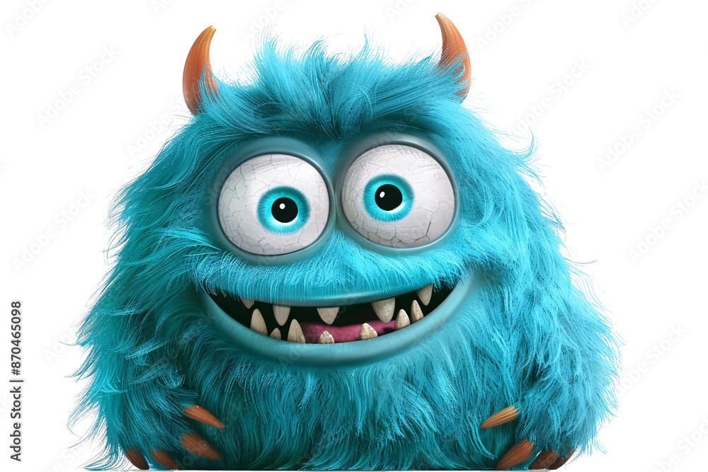 a blue furry monster with horns a blue furry monster with horns