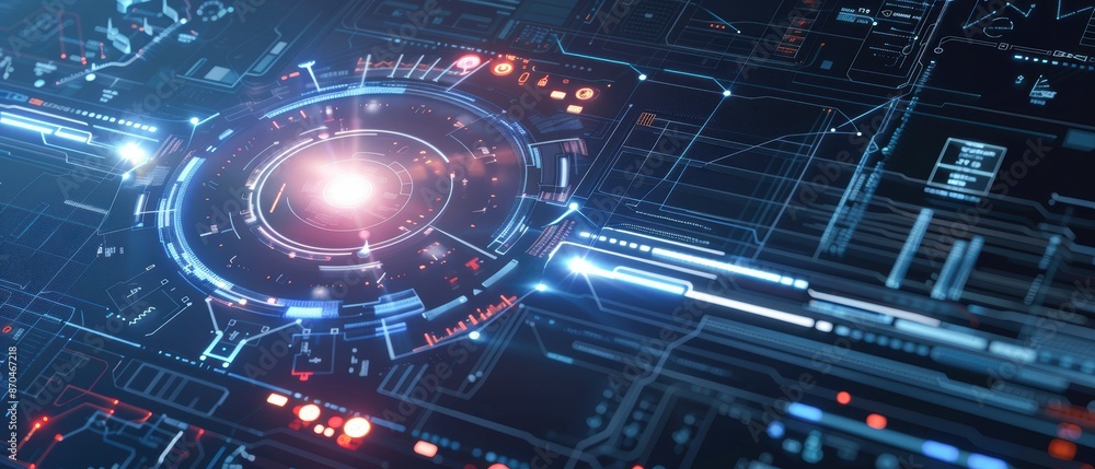 High-tech interface with layered digital elements, education, scientific exploration High-tech interface with layered digital elements, education, scientific exploration