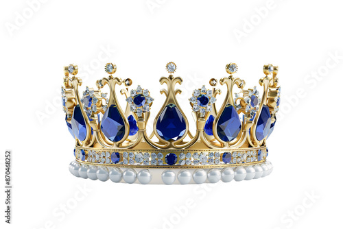 Obraz na płótnie a gold crown with blue gems w salonie
