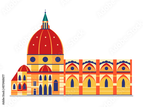 Travel Italy Icon with Santa Maria del Fiore