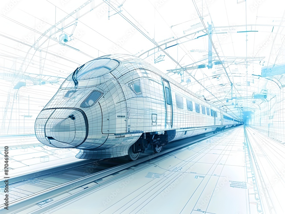 Futuristic Blueprint of High Speed Train Manufacturer s Components