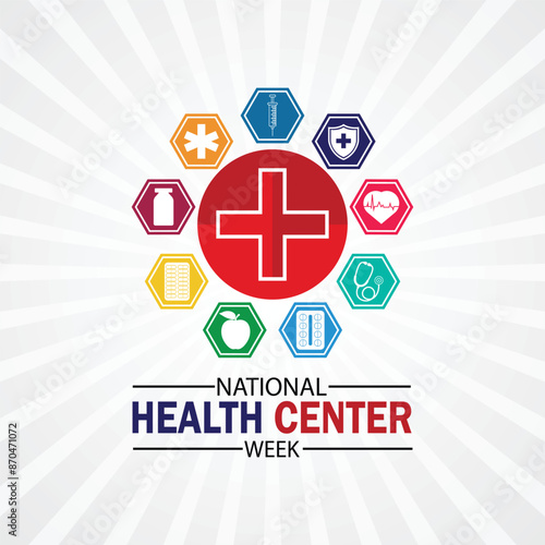 National Health Center Week Vector illustration. Holiday concept. Template for background, banner, card, poster with text inscription.