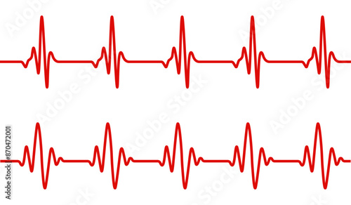 Heart beat pulse cardiogram wave heartbeat ecg ekg sign vector illustration design