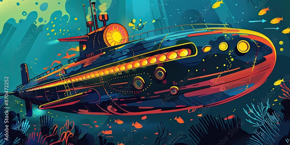 Obraz premium Fun Submarine Illustration in Vibrant Colors