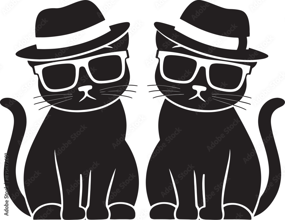 Two Cat silhouette image Two Cat silhouette image