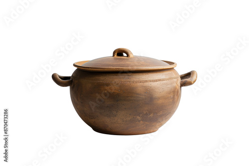 a clay pot with a lid