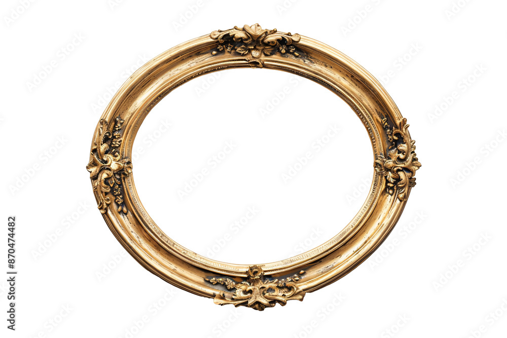 a gold oval frame with a white background a gold oval frame with a white background