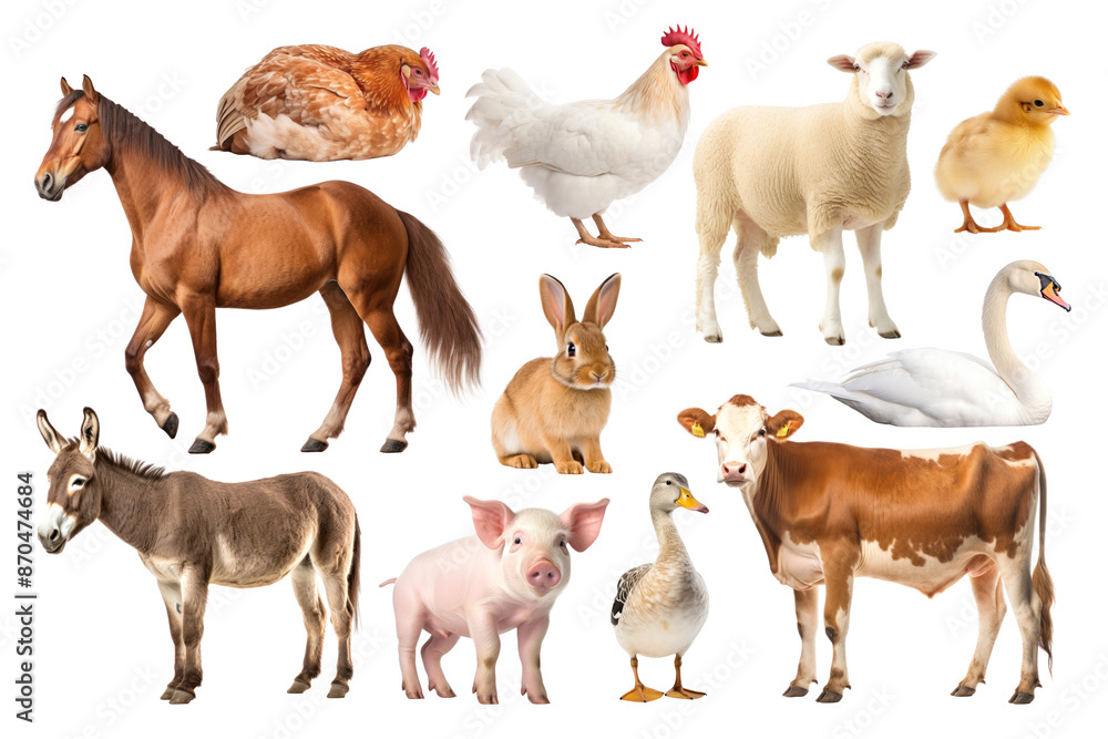 Farm animal png element set, transparent background Farm animal png element set, transparent background