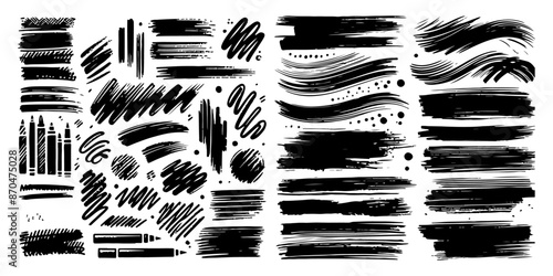 Wallpaper Mural Bold Charcoal Brushstrokes: Hand-Drawn Grunge Underlines and Scribbles. Rough and Ready: Charcoal Marker Doodles and Freehand Stripes. Crayon or marker doodle scribbles. Vector illustration . Torontodigital.ca