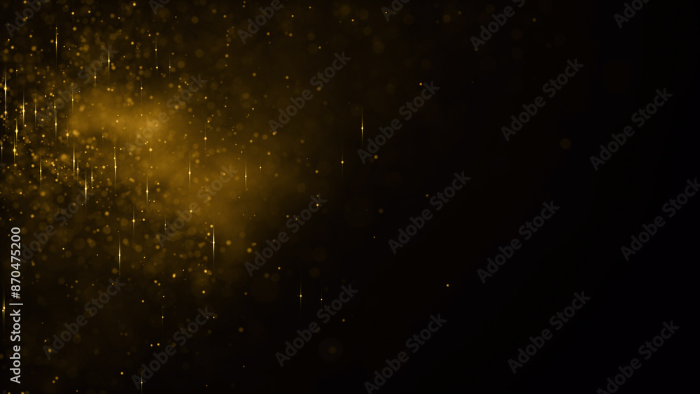 Obraz premium Gold particles golden dust bokeh event awards trailer titles cinematic concert openers luxury celebration background