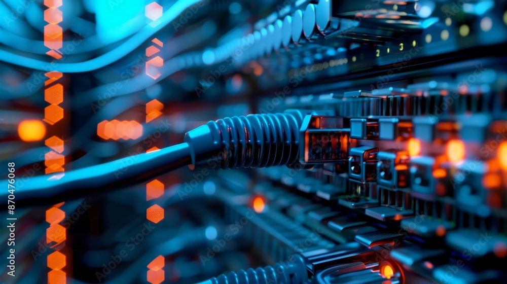 Cloud computing infrastructure concept: interconnected servers and data centers via fiber optic cables Cloud computing infrastructure concept: interconnected servers and data centers via fiber optic cables
