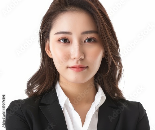 Young Asian businesswoman portrait over isolated white background